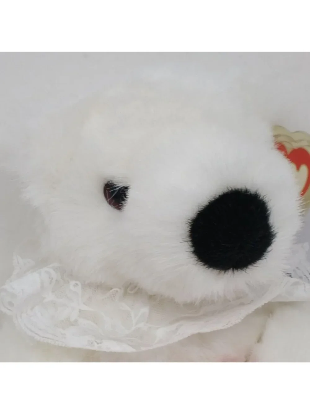 Ty White Teddy Bear I Love You Mom Heart Purple Ribbon 1997 Romeo 14